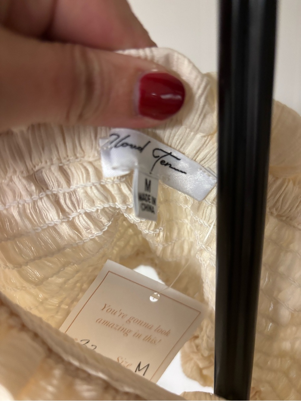 Cream Ruffle Drawstring Crop Top with Spaghetti Straps - Picture 4 of 5